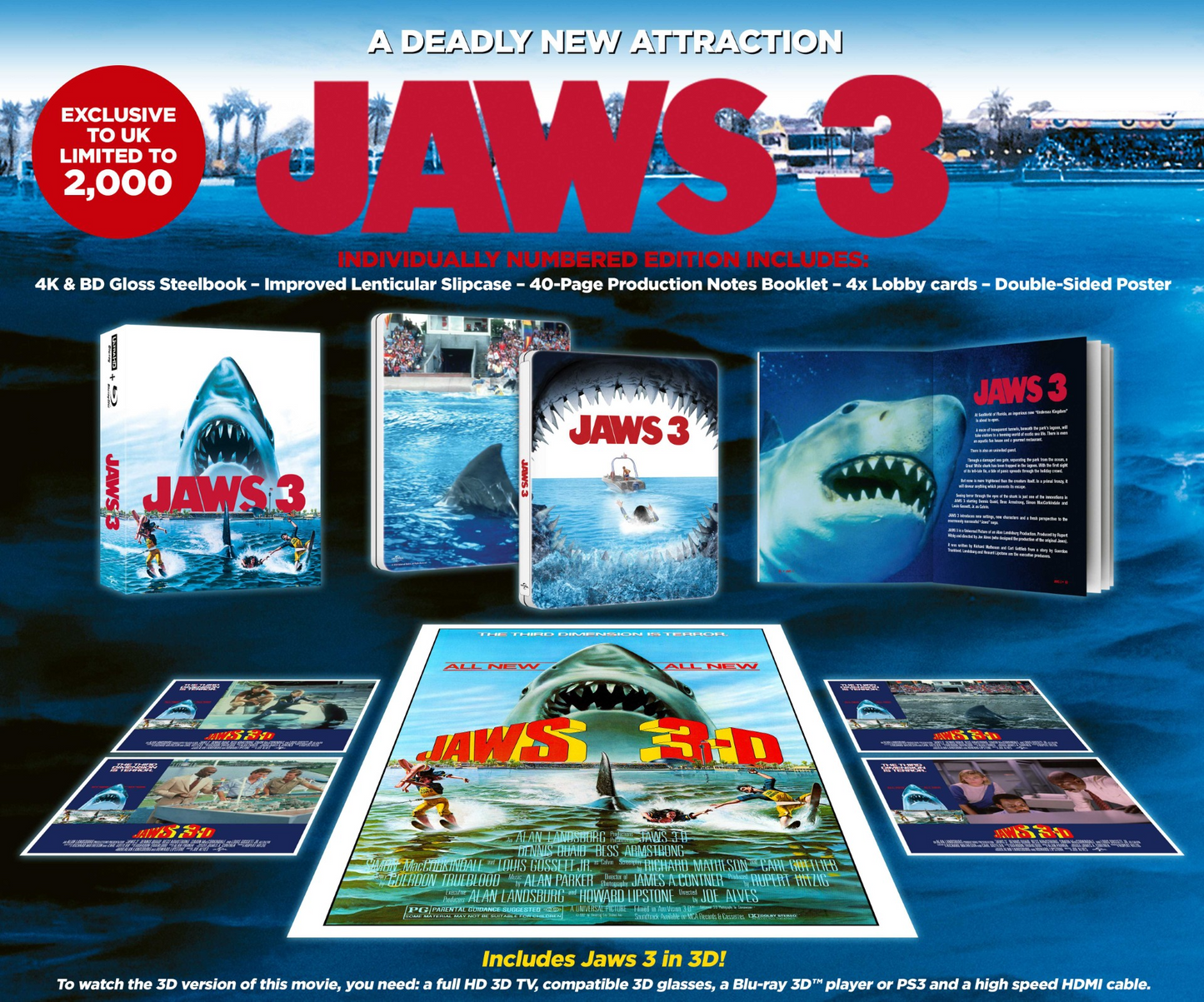 Jaws 3 Limited Ultimate Collector's Edition 4K Ultra HD + Blu-Ray SteelBook (2D & 3D) [UK Exclusive/Region Free/B]