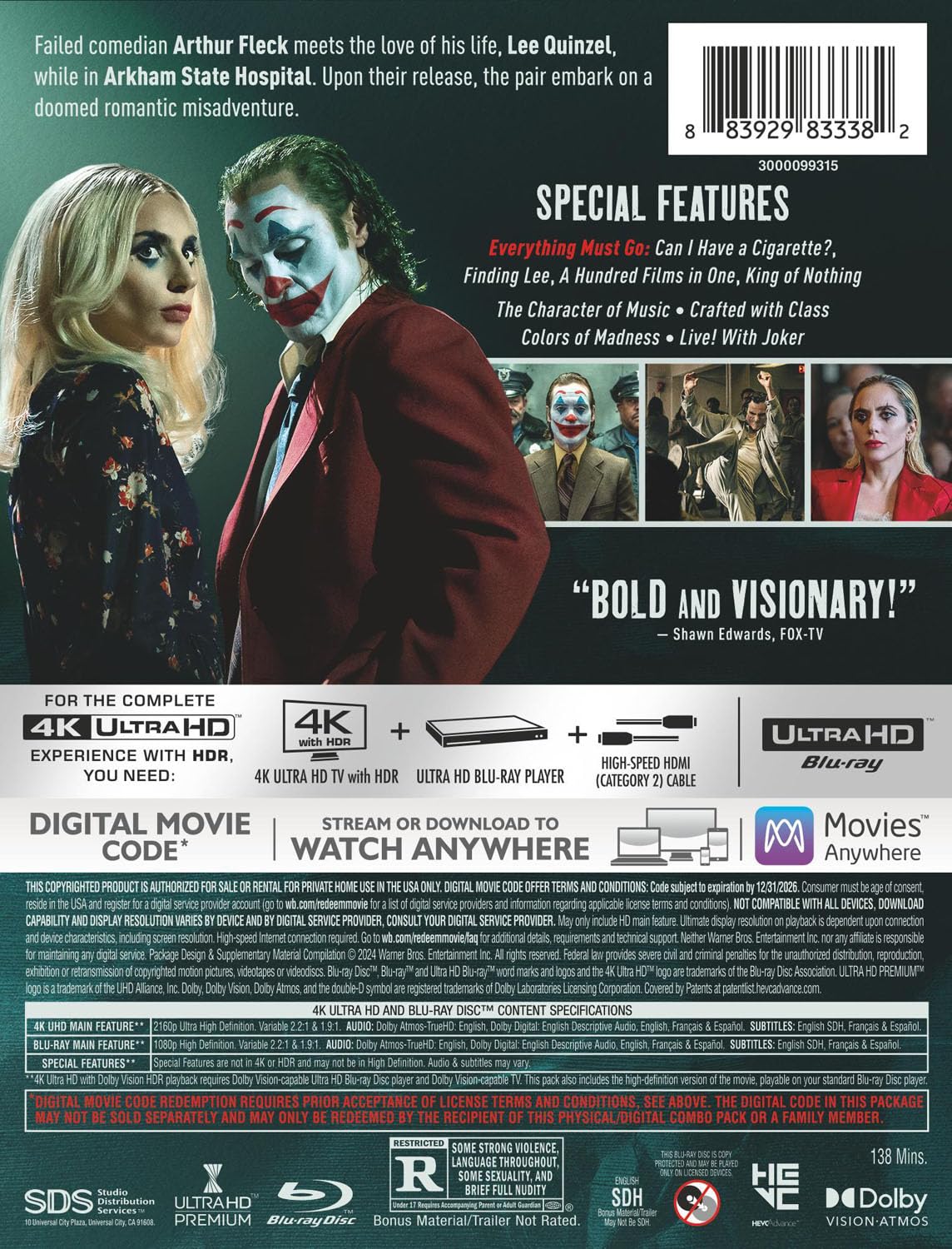 Joker: Folie à Deux 4K UHD + Blu-ray SteelBook (Warner Bros U.S.)