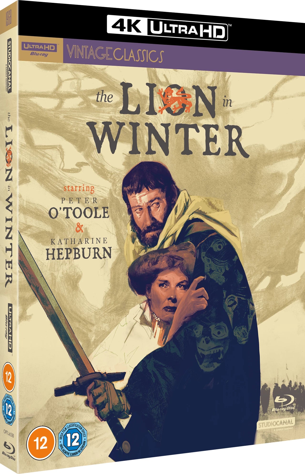 The Lion In Winter 4K Ultra HD + Blu-Ray with Slipcover (StudioCanal/Region Free/B)